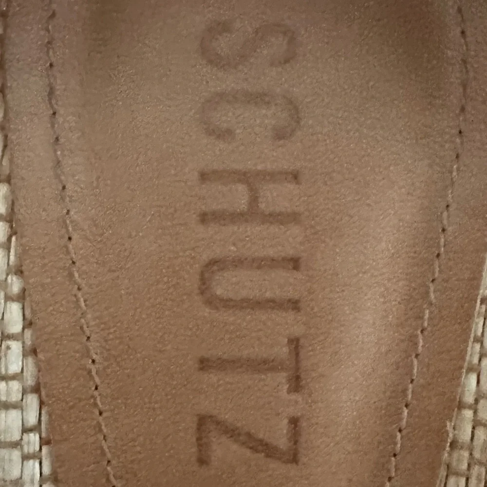 SCHUTZ Caroline Carolaine Raffia Embroidery Flame Palm Leaf Heels Shoes 8B - Picture 4 of 7